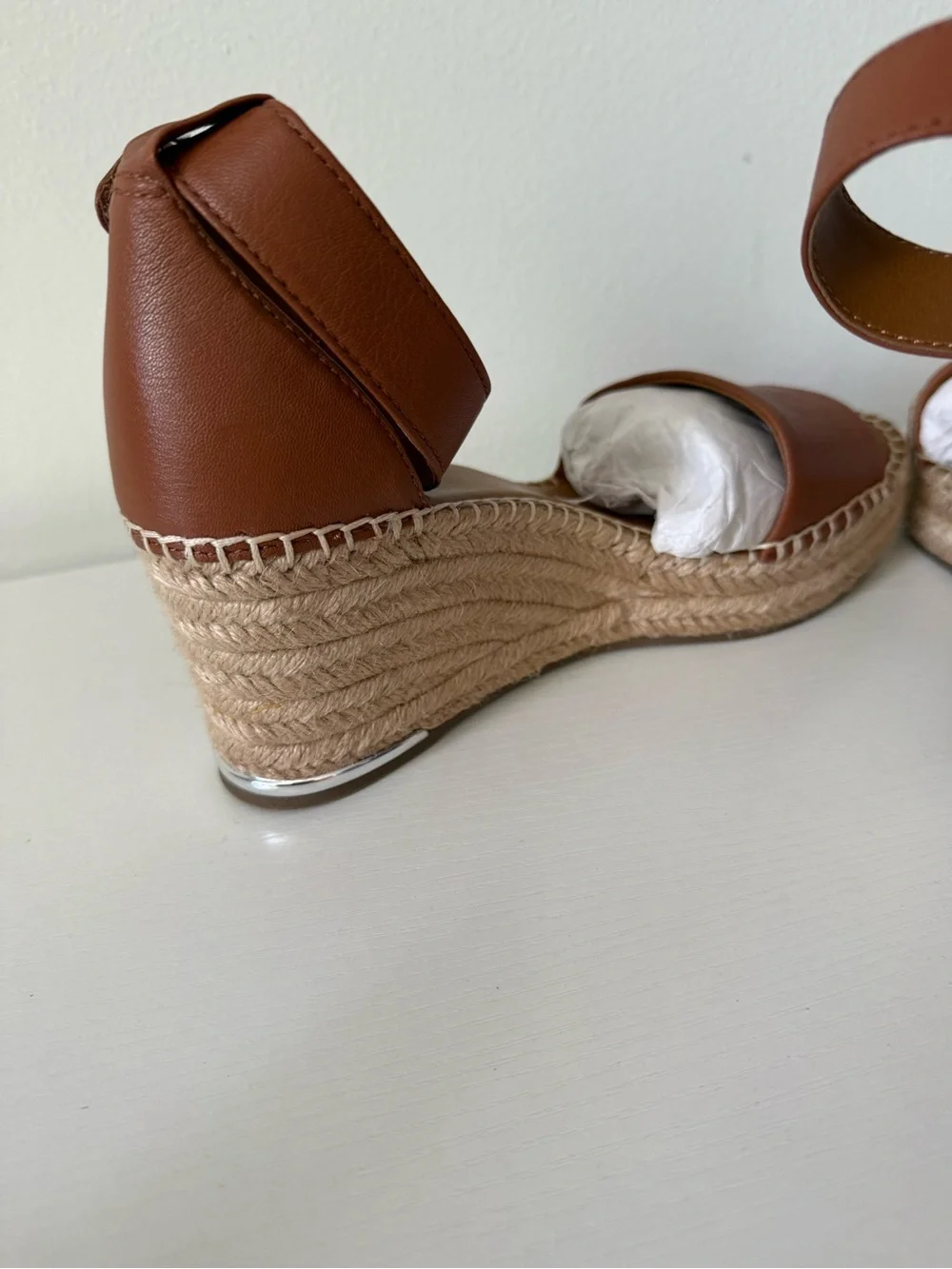 Franco Sarto Tan Brown Espadrille Wedge Sandals